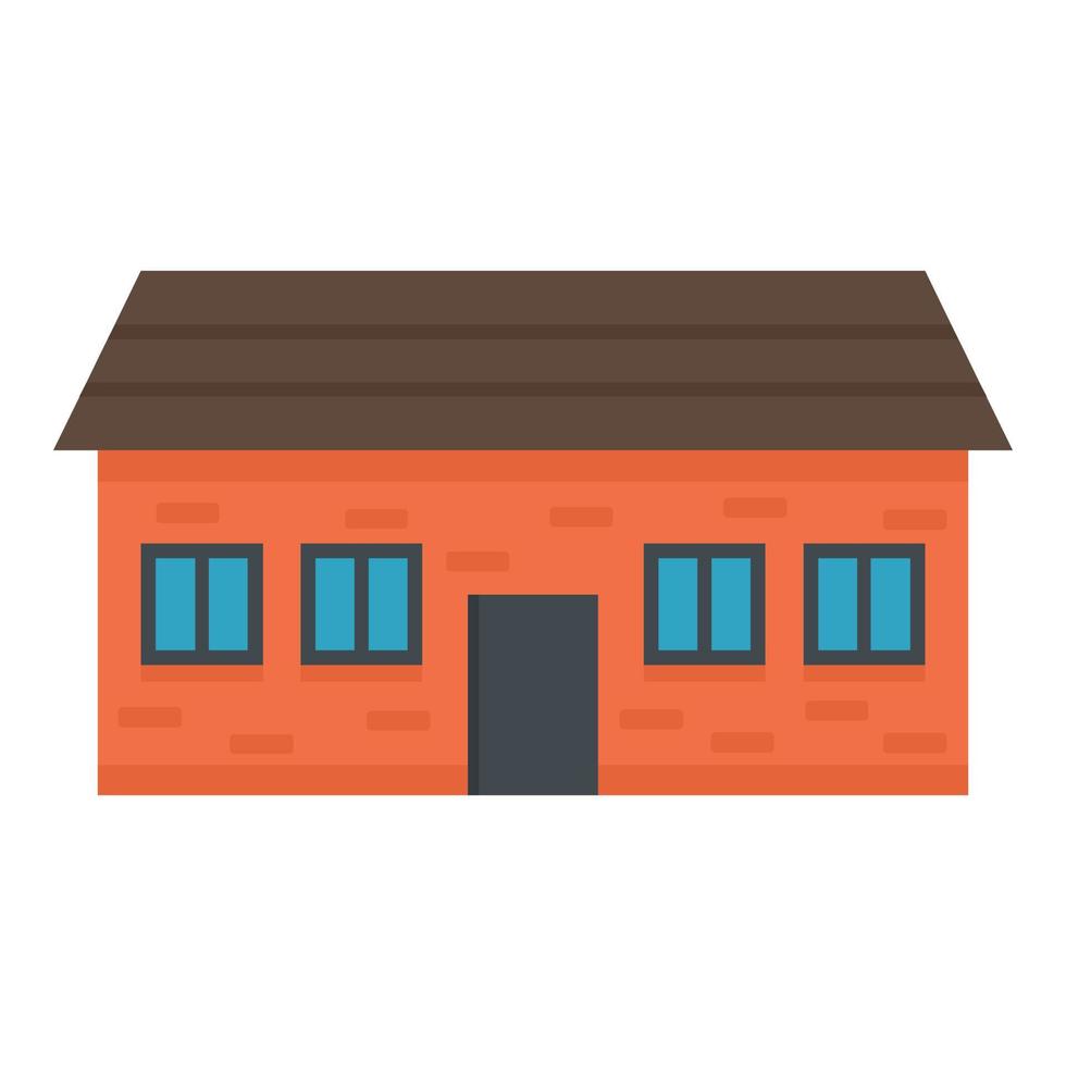 Red house icon, flat style vector