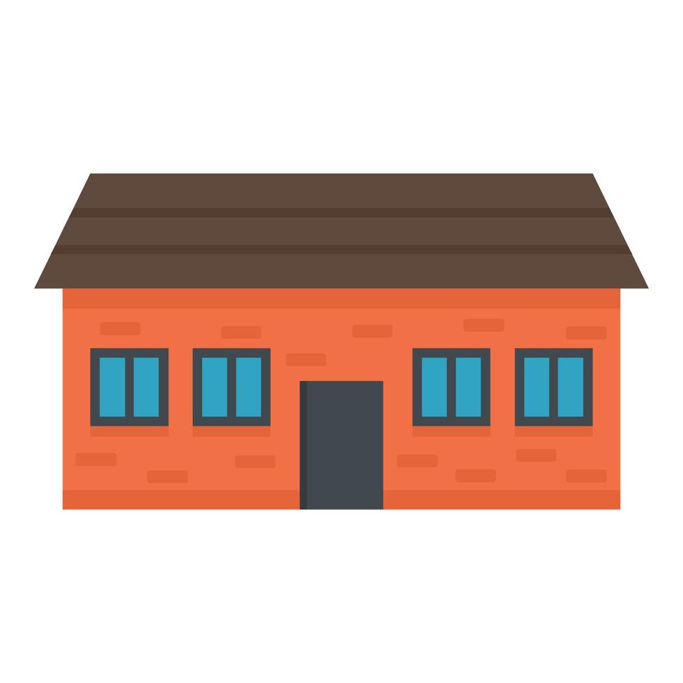 Red house icon, flat style vector