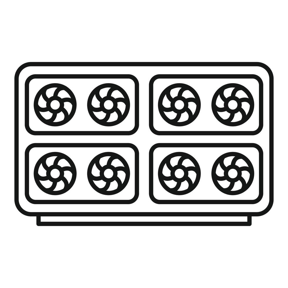 Mining farm computer icon, outline style vector