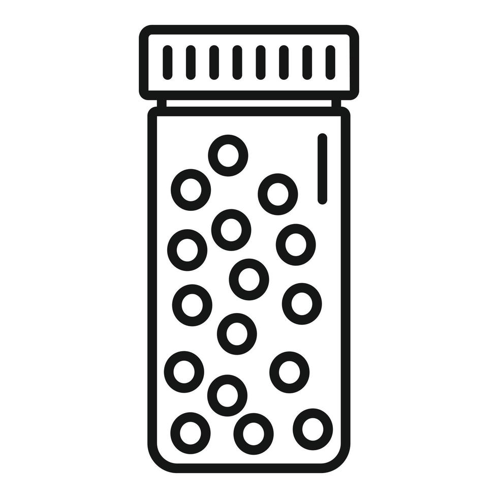 icono de caja de pastillas redondas, estilo de esquema vector