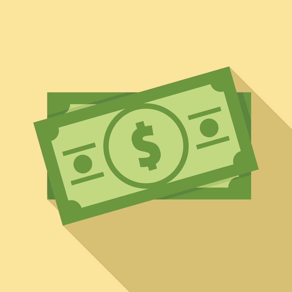 icono de dólar en efectivo, tipo plano vector