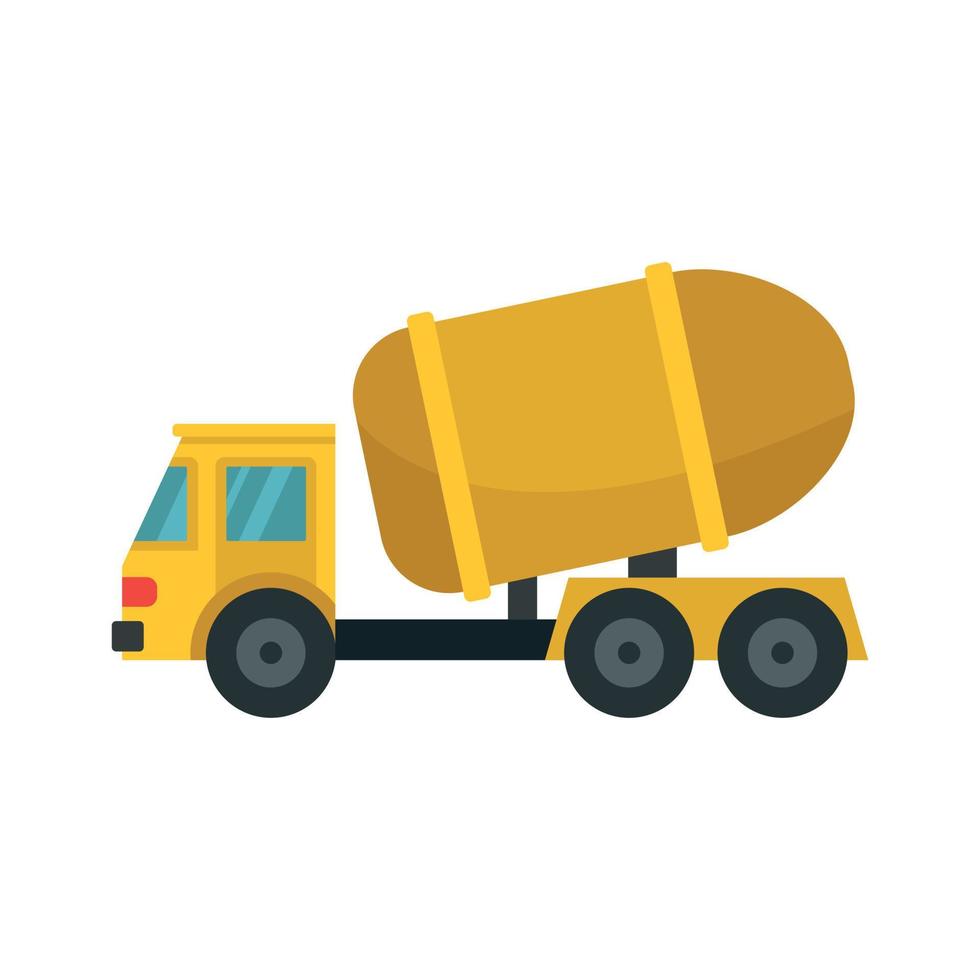 Cement truck icon, flat style vector