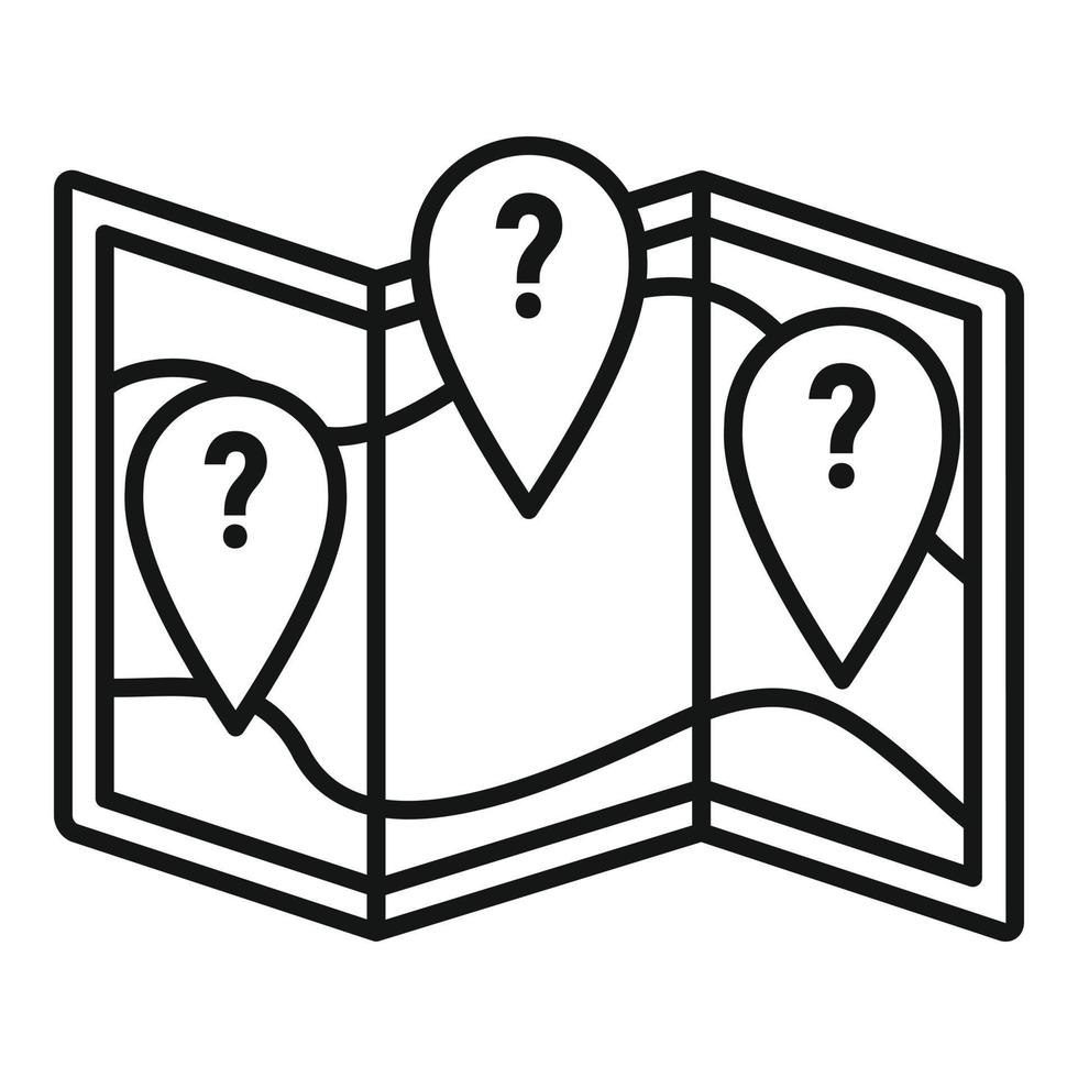 Question map disease icon, outline style vector