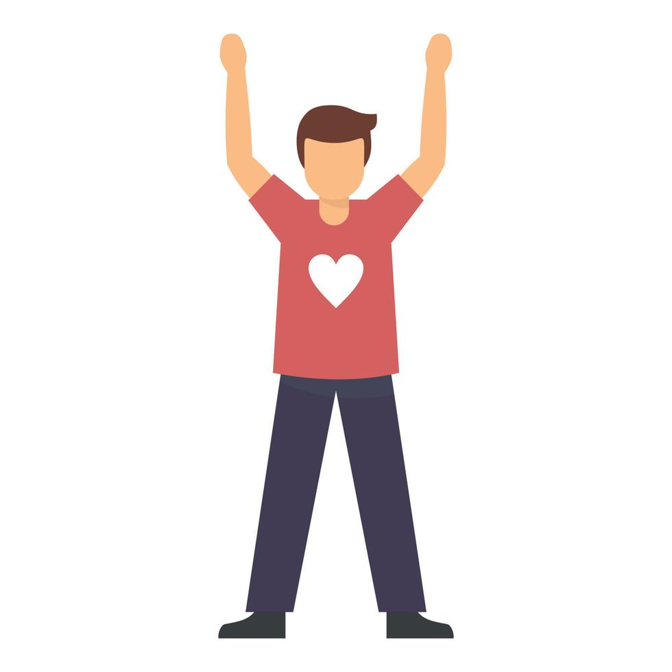 Volunteer boy icon, flat style vector