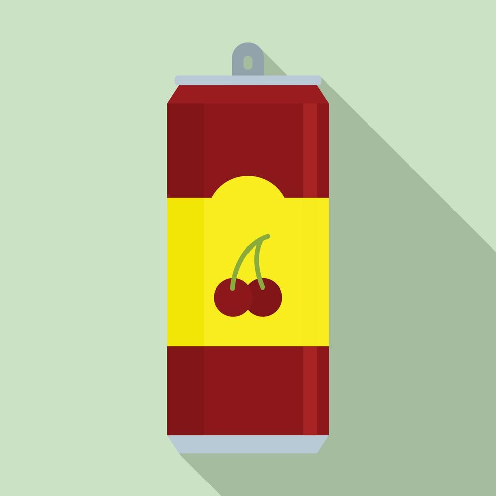 icono de refresco de cereza, tipo plano vector