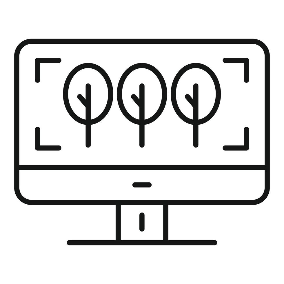 Computer landscape designer icon, outline style vector