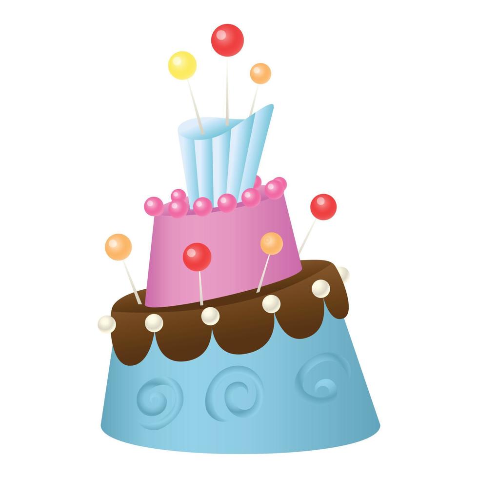 Anniversary cake icon, cartoon style vector