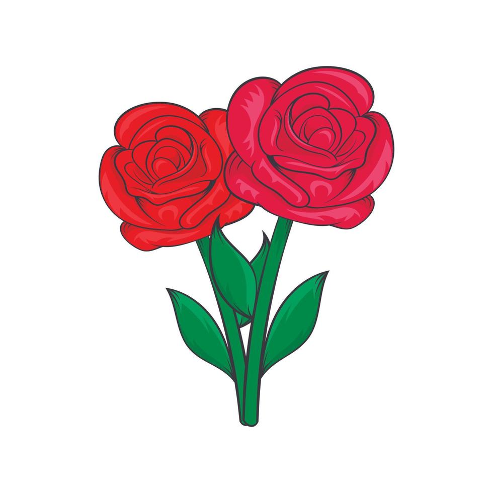 flores, en, grave, icono, caricatura, estilo vector