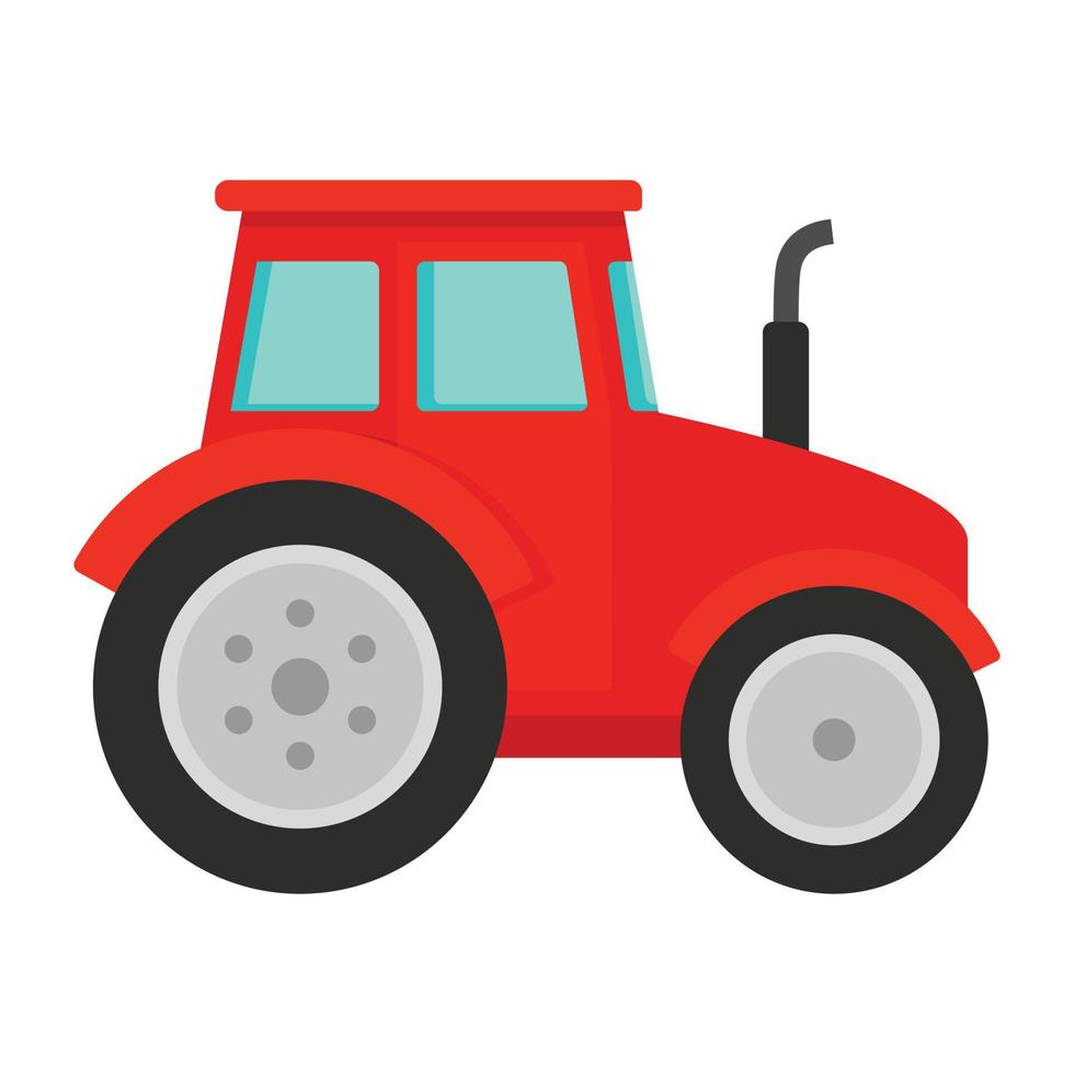 icono de tractor rojo, tipo plano vector