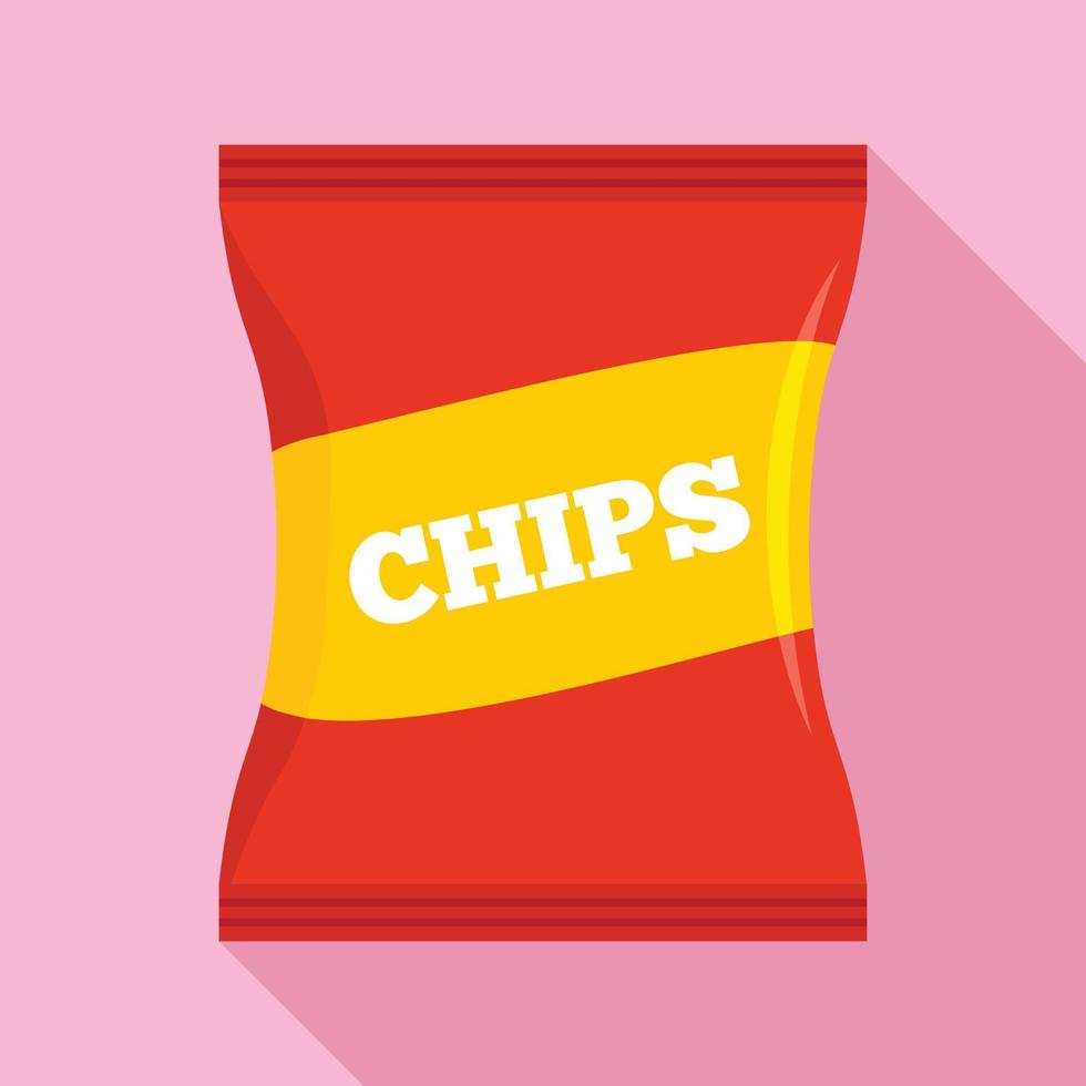 Red chips pack icon, flat style vector