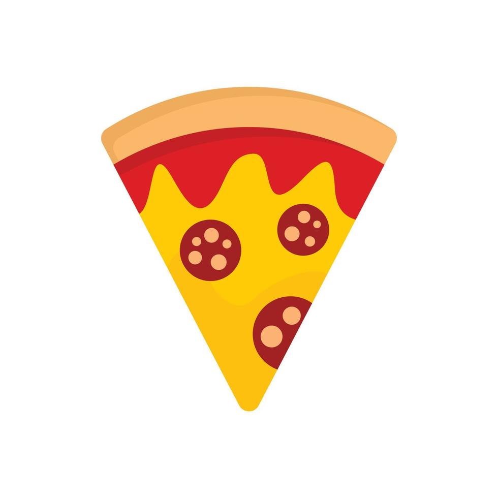 Salami pizza slice icon, flat style vector