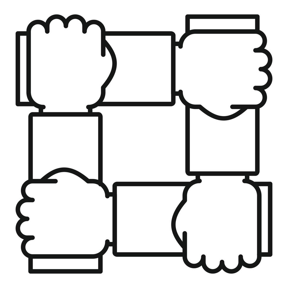 Hands cooperation icon, outline style vector