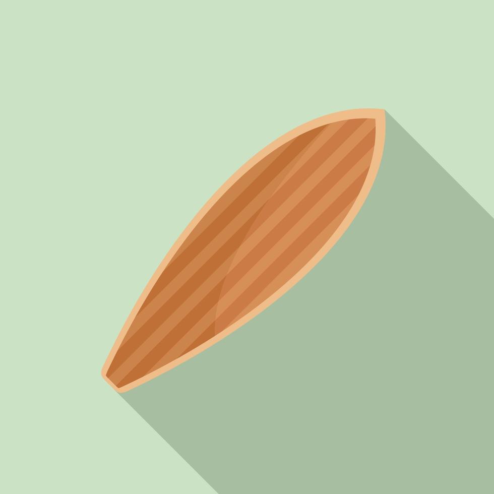 icono de tabla de surf de madera, estilo plano vector