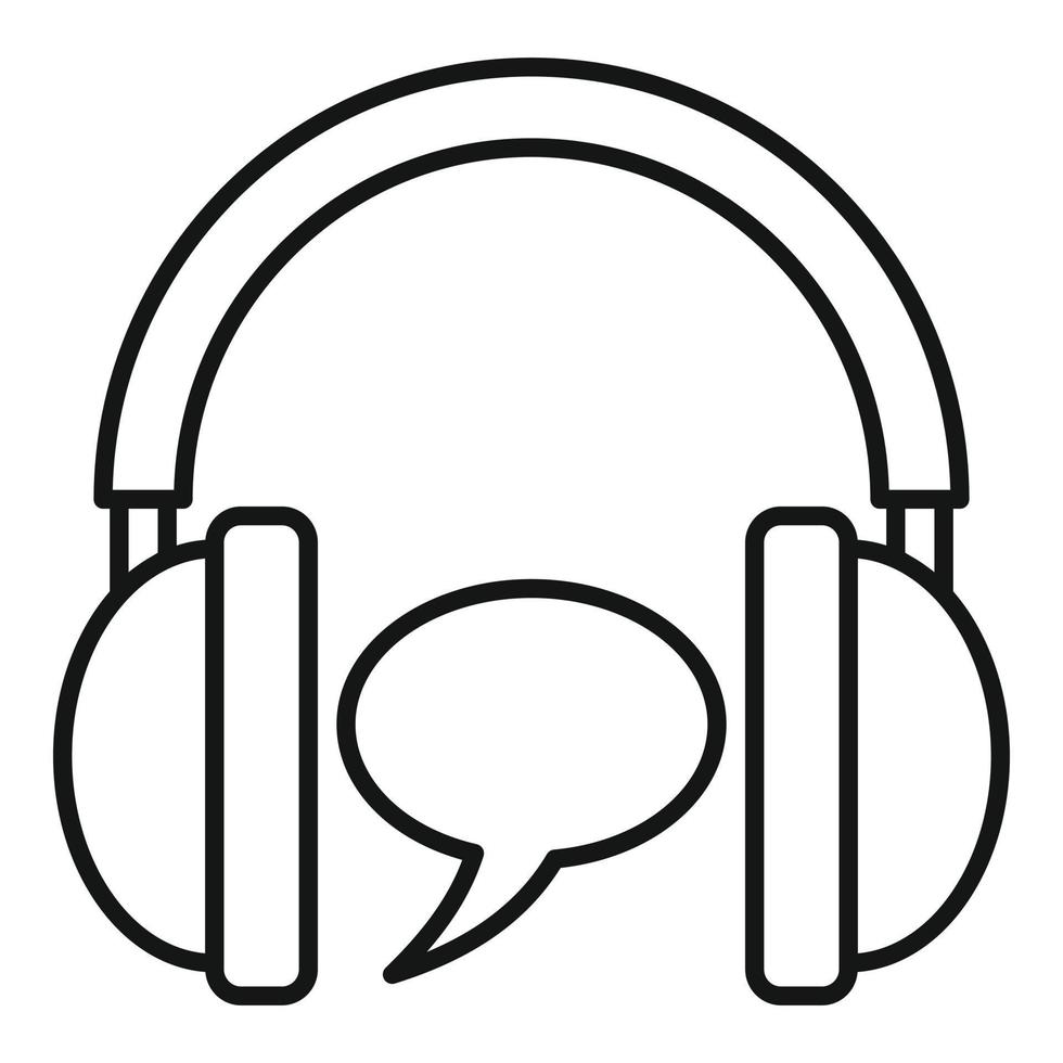 icono de educación de auriculares de audio, estilo de esquema vector