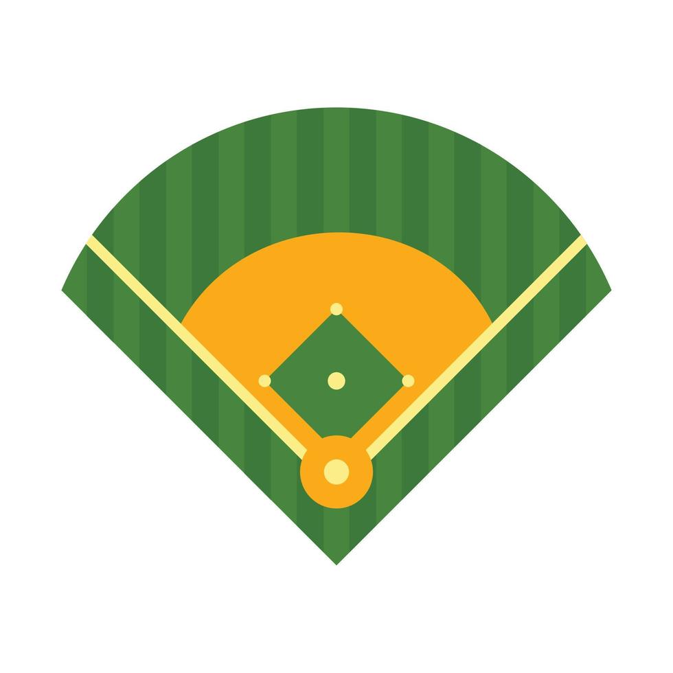 campo de béisbol encendido, estilo plano vector