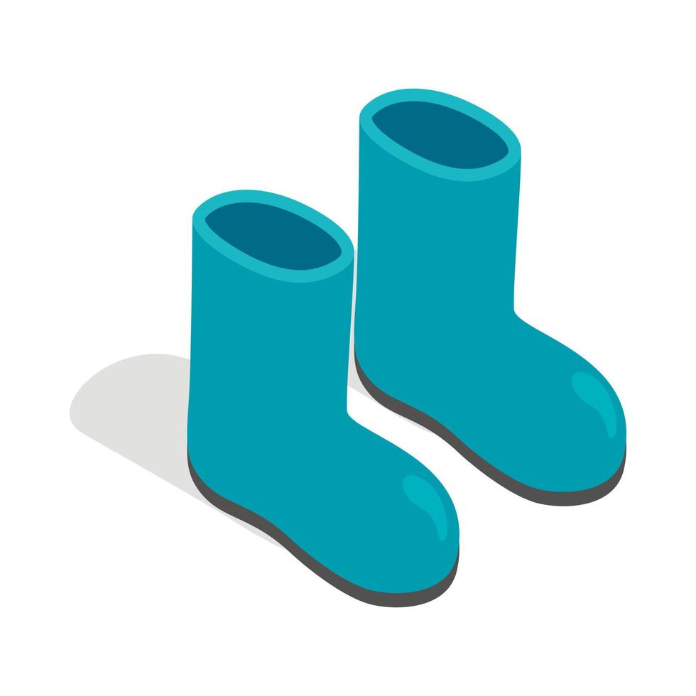 icono de botas de goma, estilo 3D isométrico vector