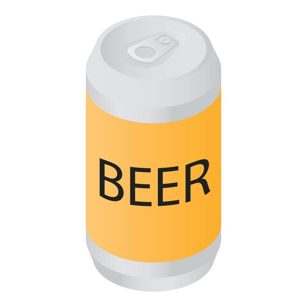 Beer tin can icon, isometric style vector