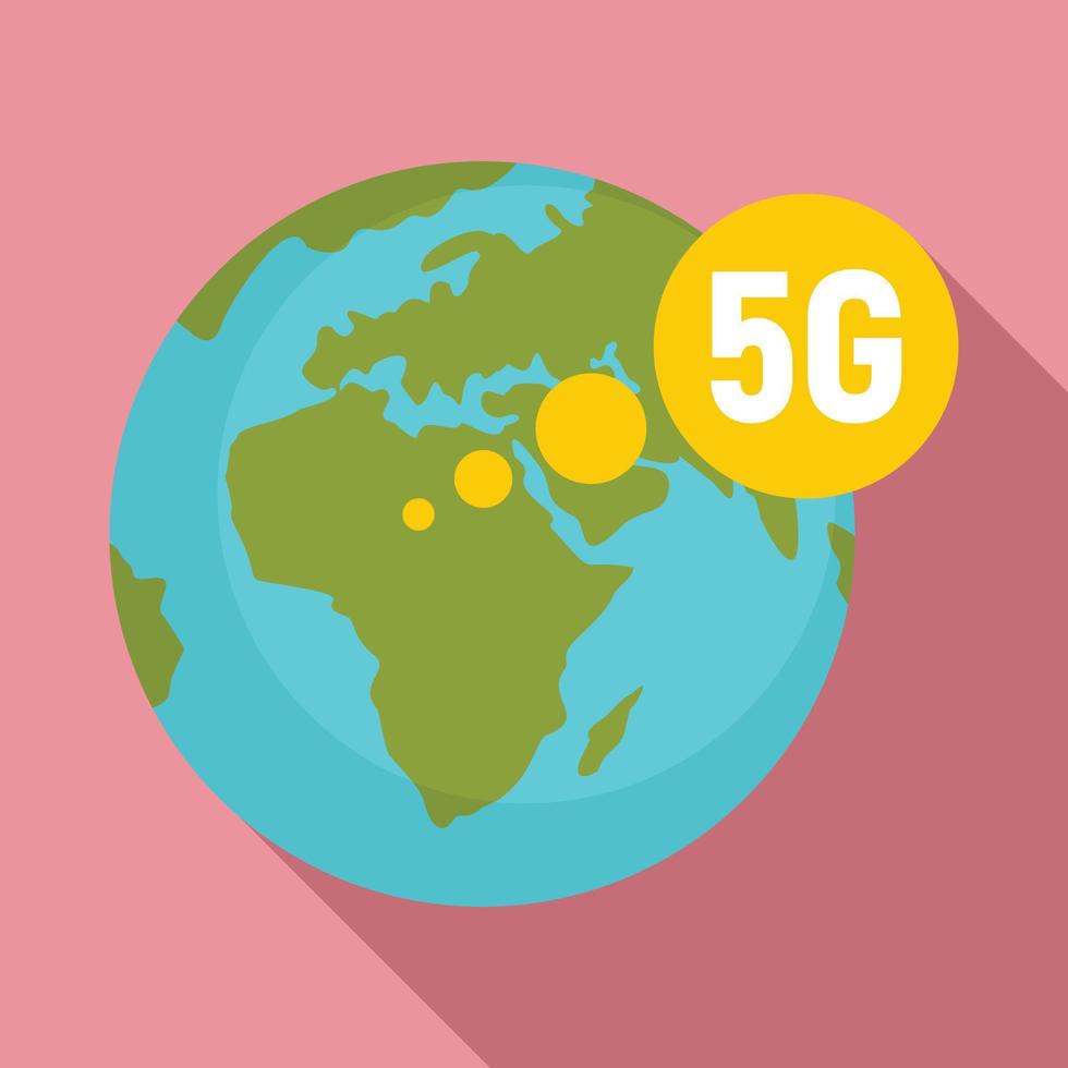 Global 5g technology icon, flat style vector