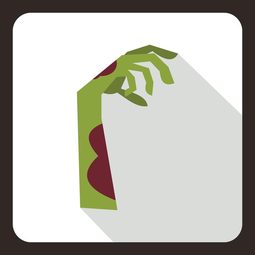 icono de mano verde zombie, tipo plano vector