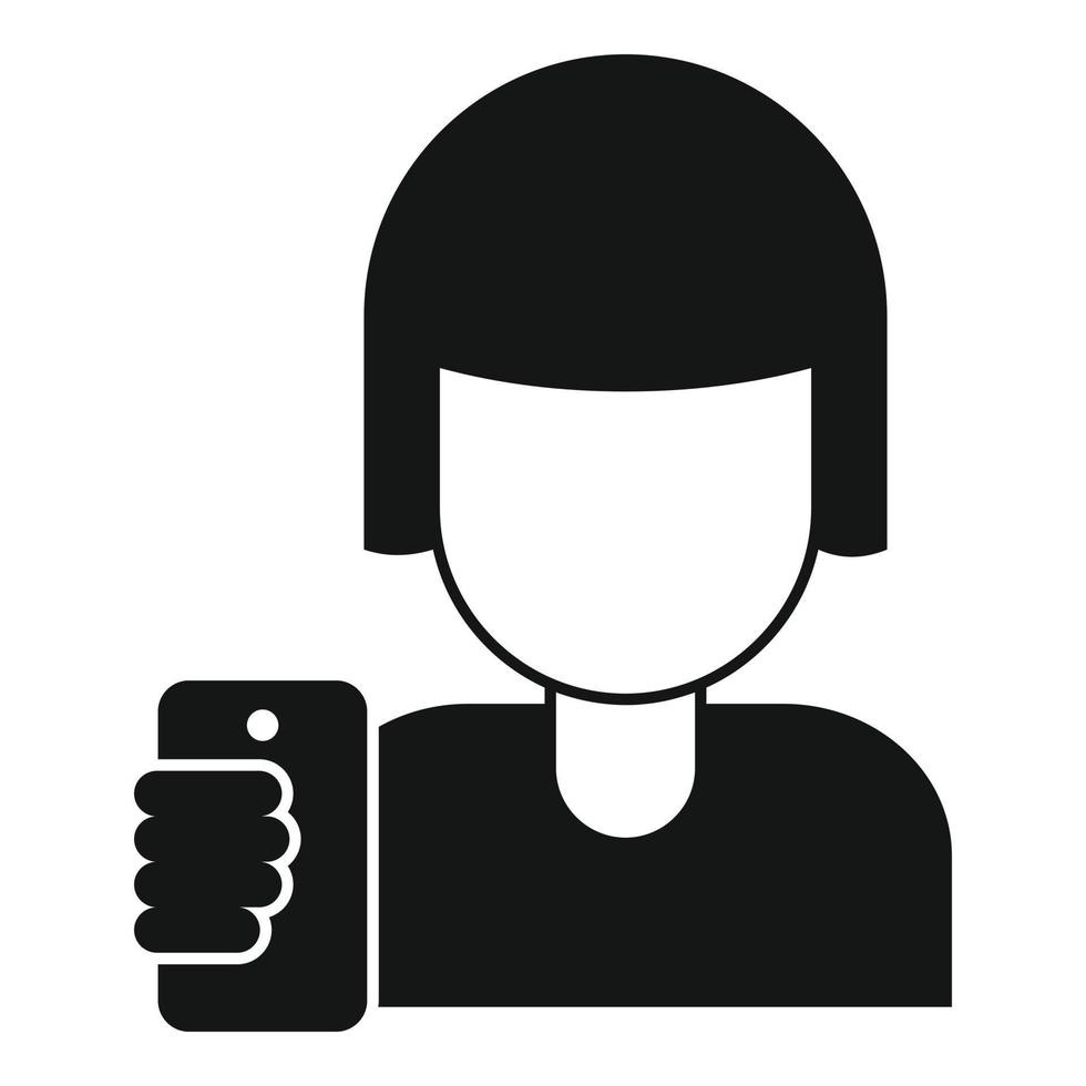 mujer tome un icono de selfie, estilo simple vector