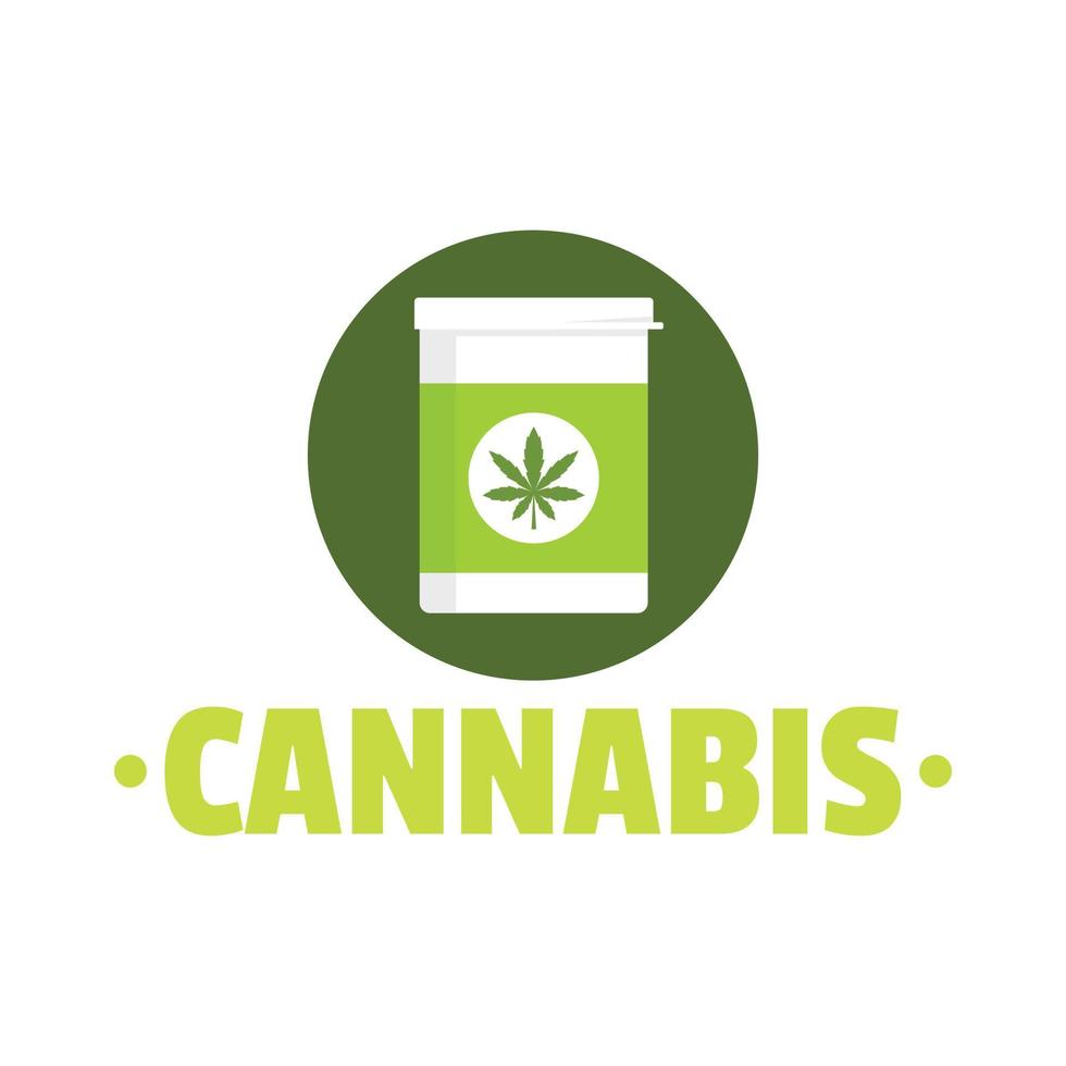 Cannabis pill box logo, flat style vector