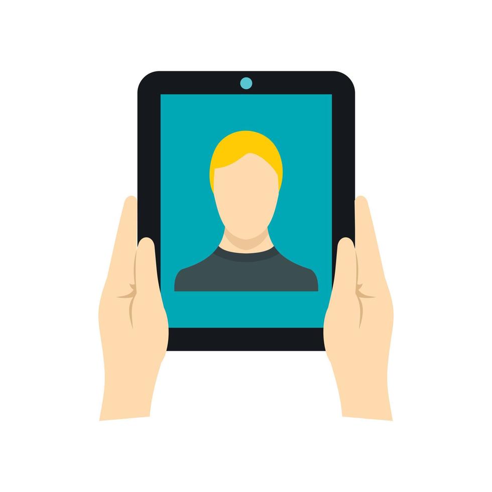 Photo of a man on the screen of tablet icon vector