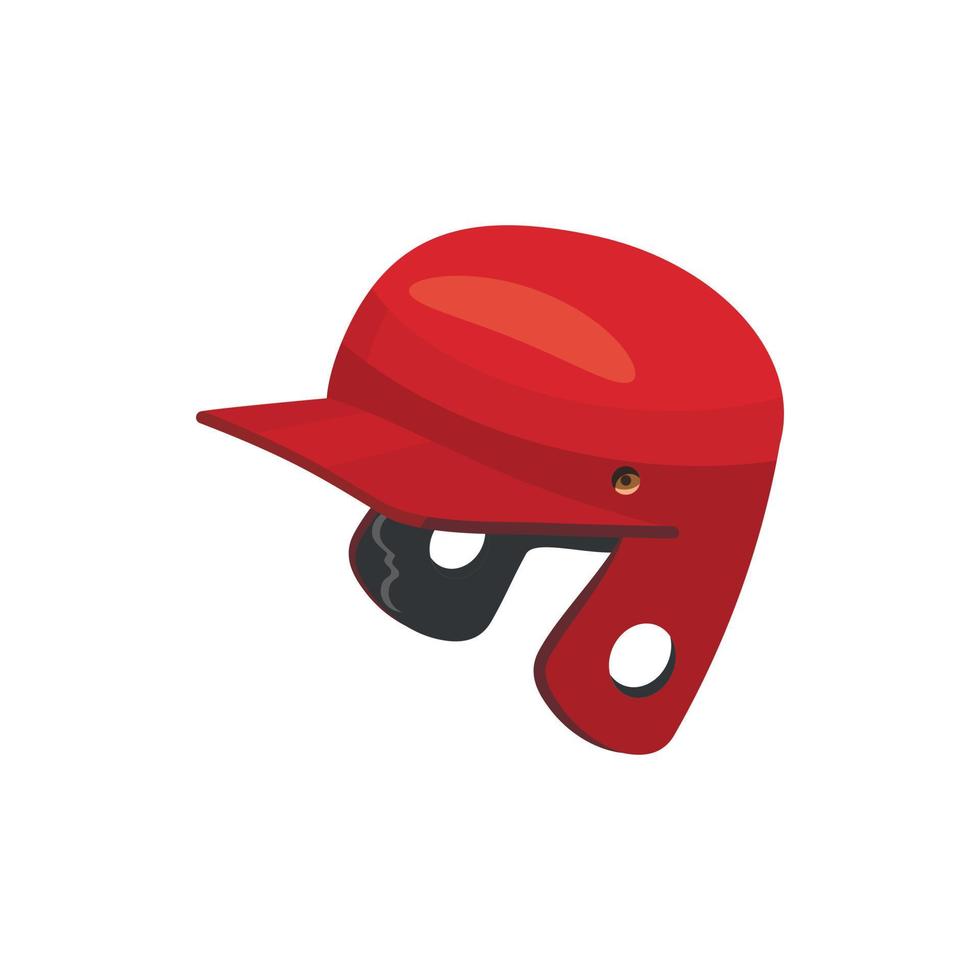 icono de casco de béisbol rojo, estilo de dibujos animados vector