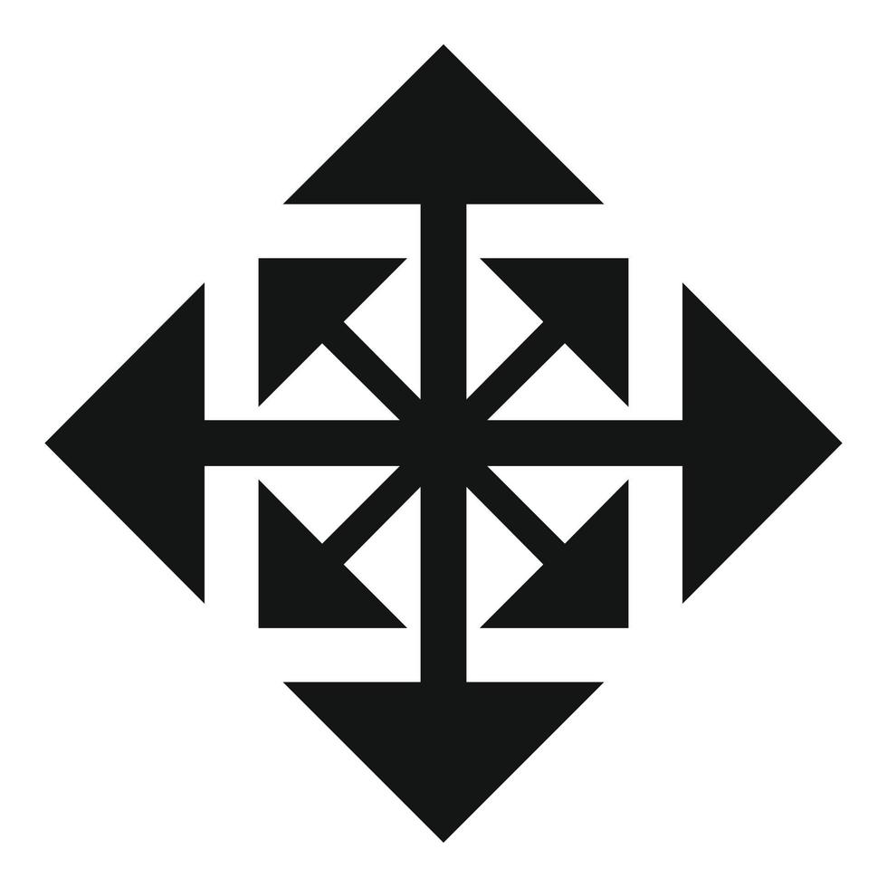 Cursor displacement arrow icon, simple black style vector