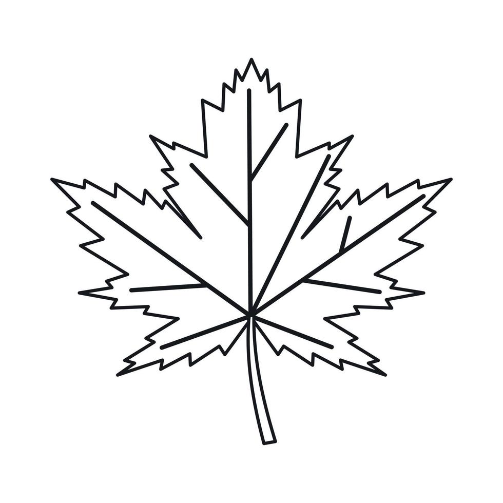 Maple leaf icon, outline style vector