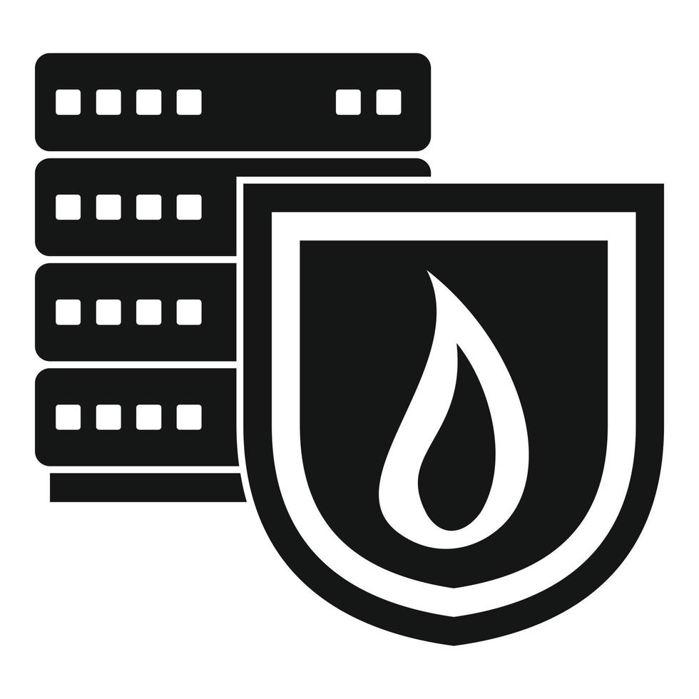Server shield firewall icon, simple style vector