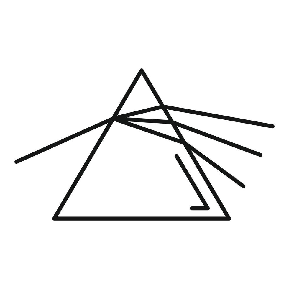 icono de refracción de luz piramidal, estilo de contorno vector