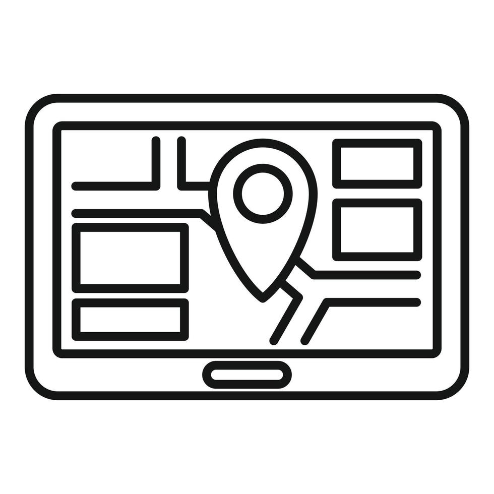 Tablet gps map icon, outline style vector
