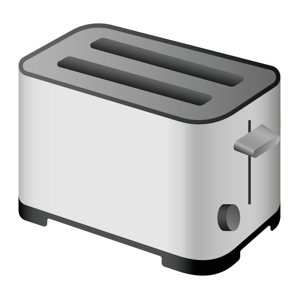 Metal toaster icon, realistic style vector