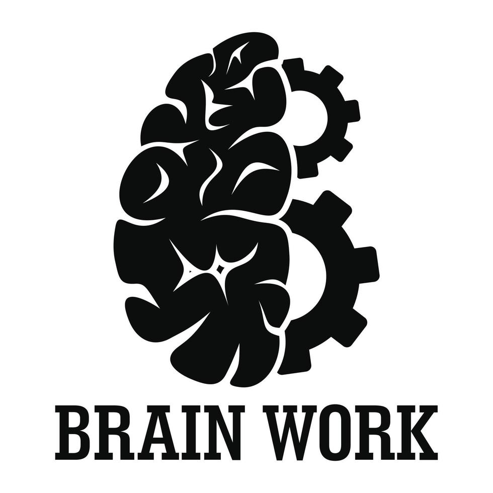 logotipo de trabajo cerebral duro, estilo simple vector