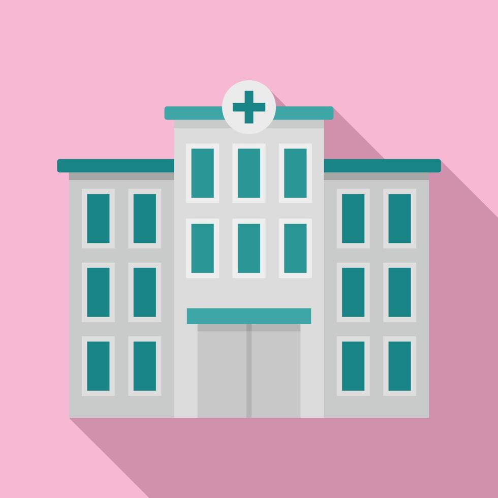 Hospital building icon, flat style vector