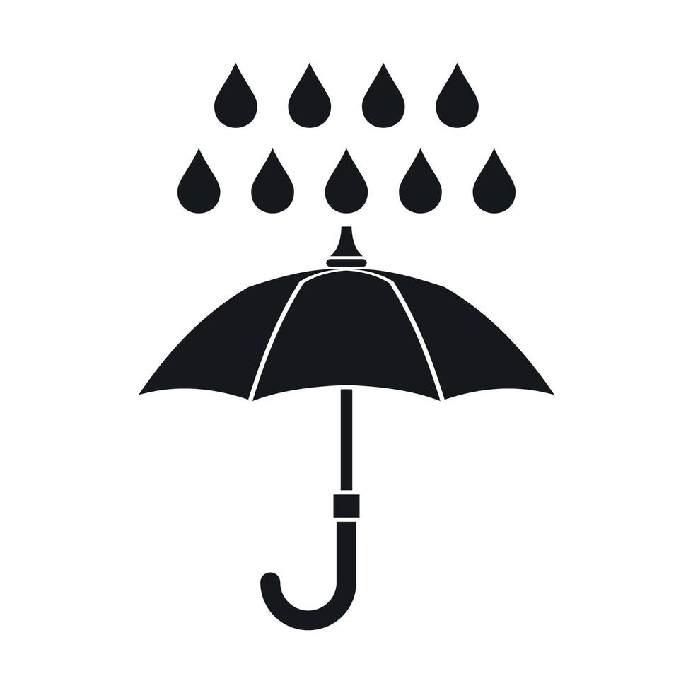 Umbrella and rain icon, simple style vector