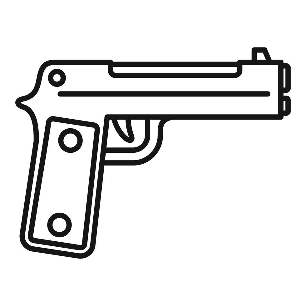 Guard pistol icon, outline style vector