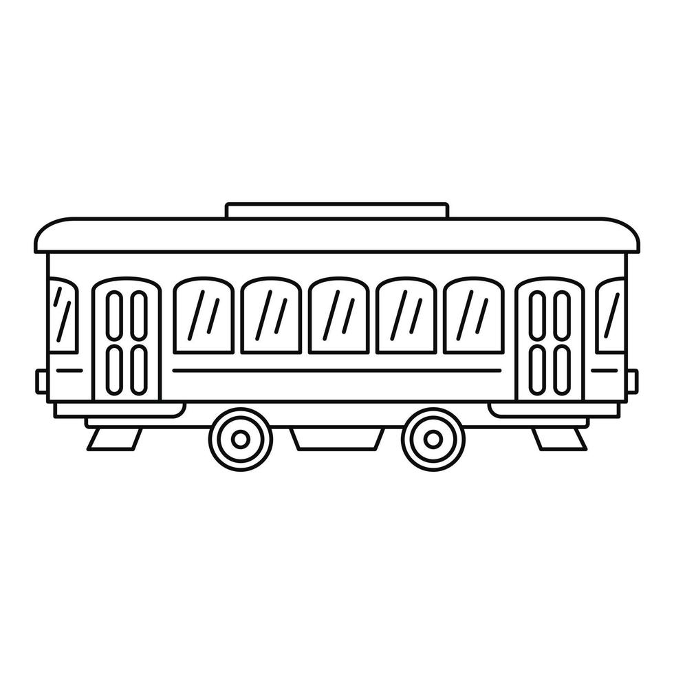 icono de tranvía antiguo de la ciudad, estilo de esquema vector