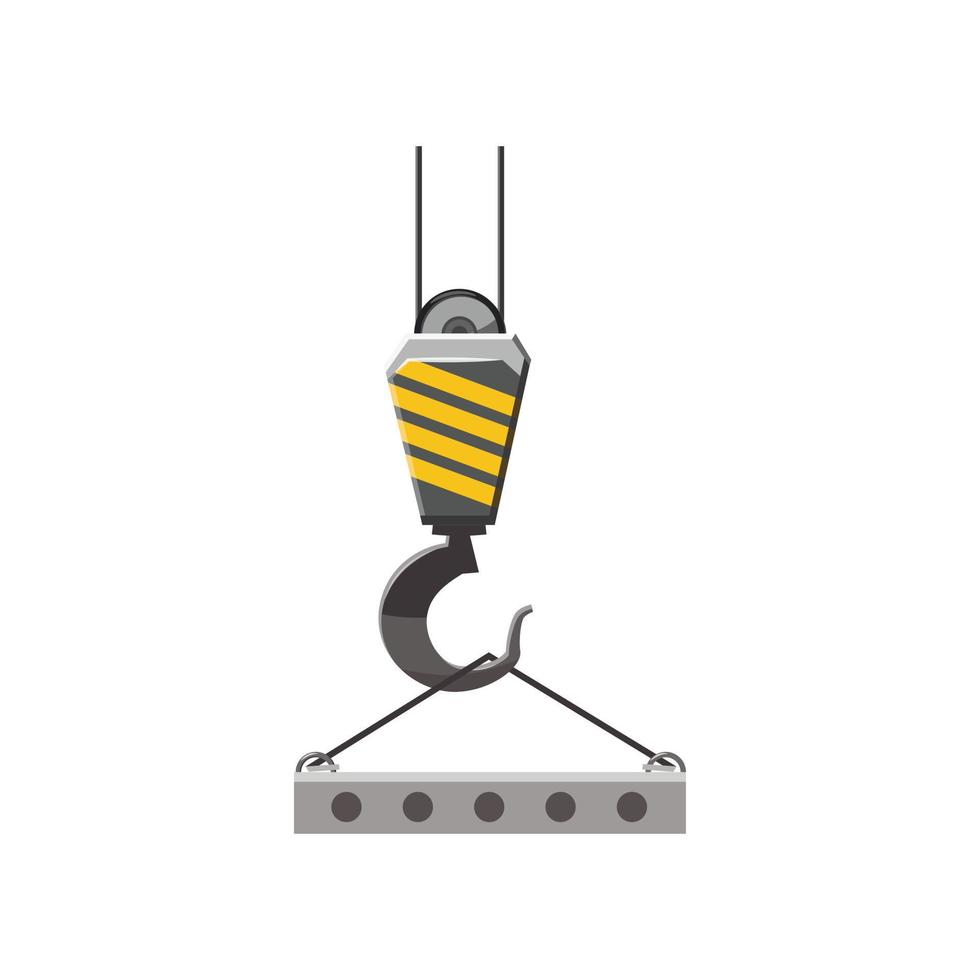 Industrial hook with reinforced concrete slab icon vector