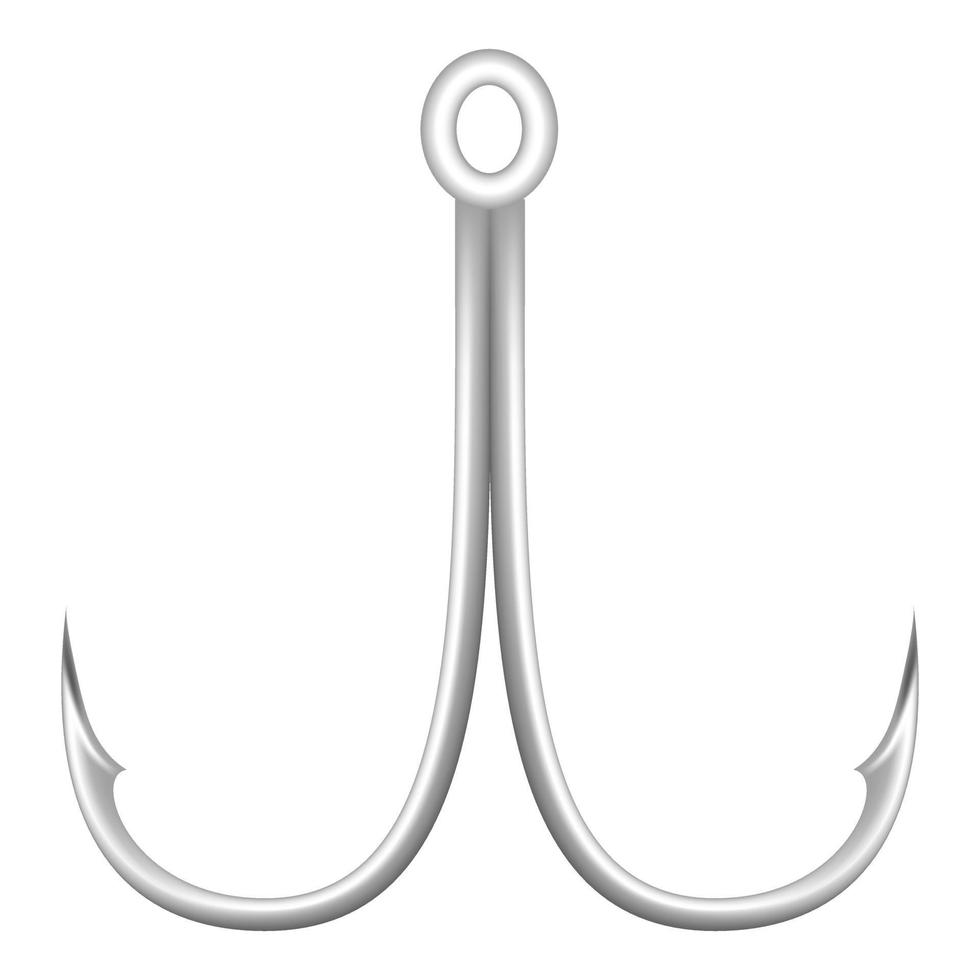 Double fish hook icon, realistic style vector