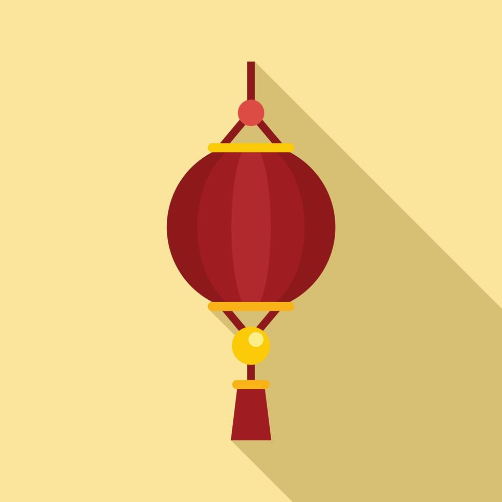 Dragon chinese lantern icon, flat style vector