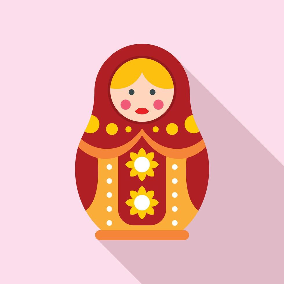 icono de muñeca de anidamiento de mujer, estilo plano vector