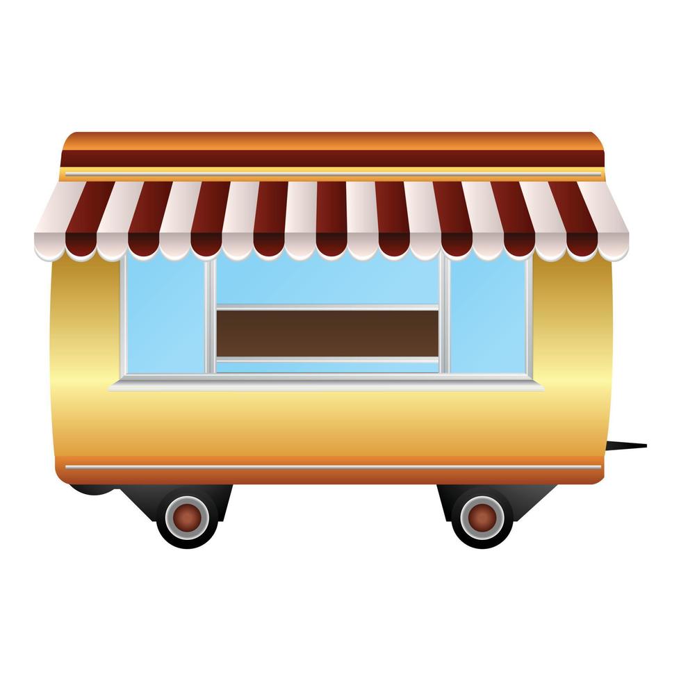 Food shop trailer icon, cartoon style vector