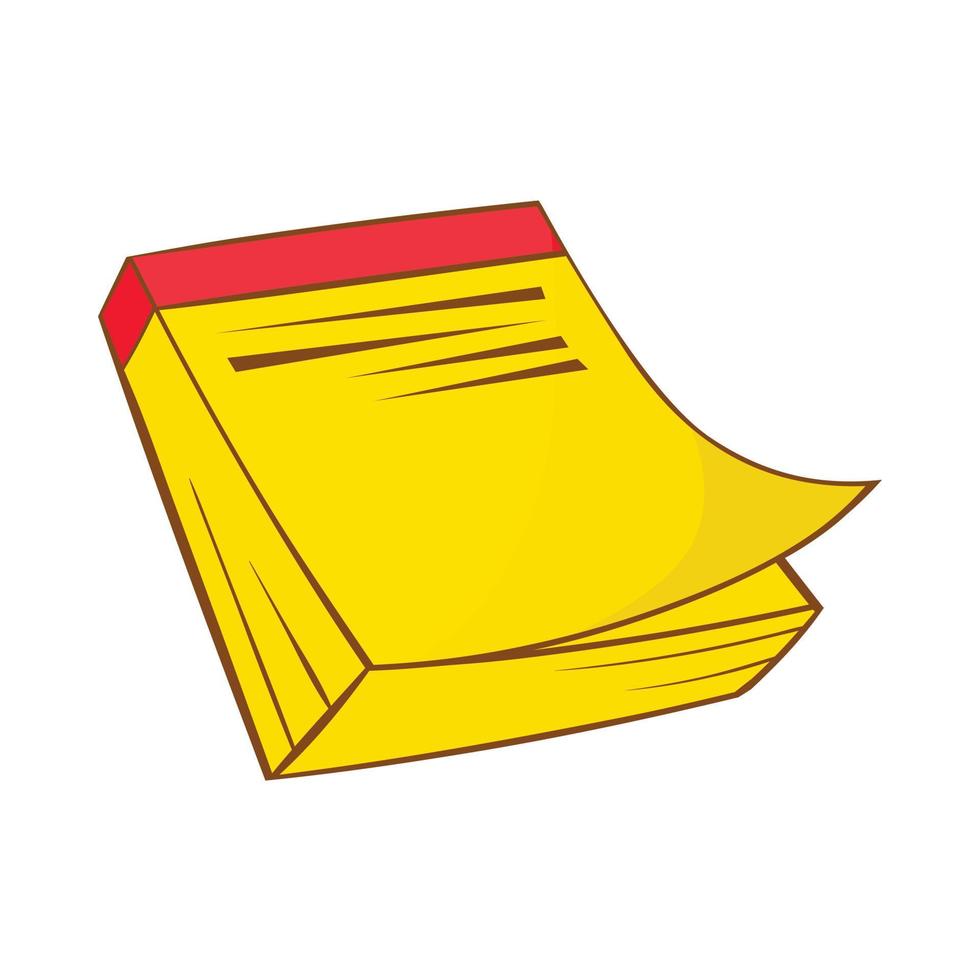 Yellow notebook icon in cartoon style vector