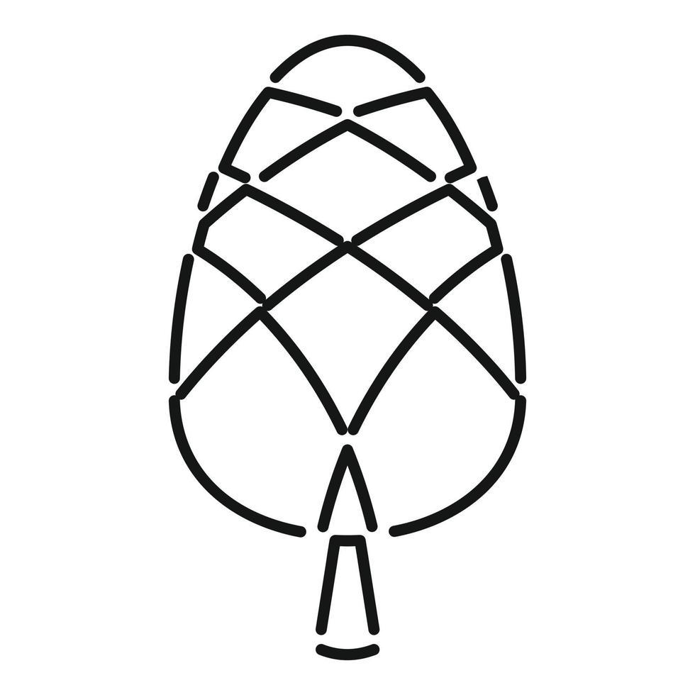 icono de cono de pino de invierno, estilo de esquema vector