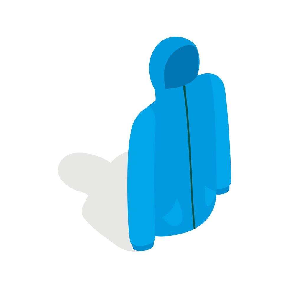 Blue ski jacket icon, isometric 3d style vector