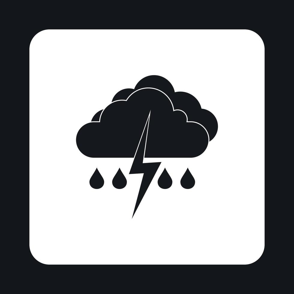 Clouds and thunderstorms icon, simple style vector