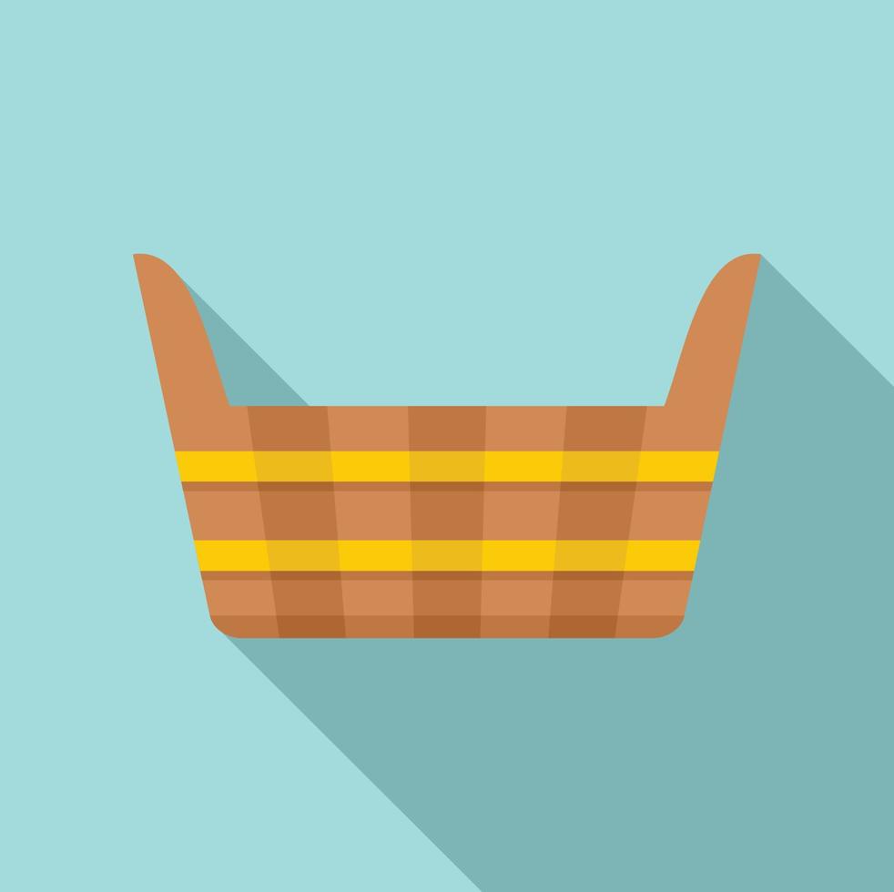 Sauna wood pot icon, flat style vector