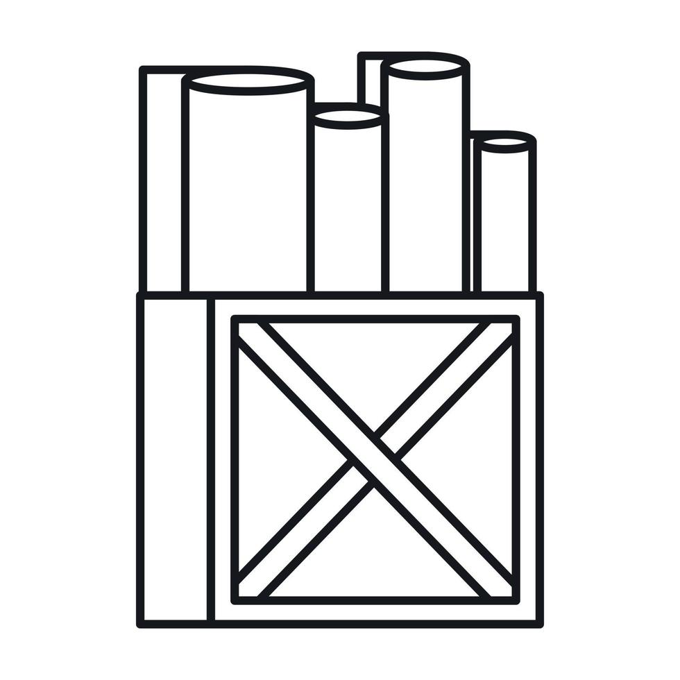 Rolls of white paper in a wooden box icon vector
