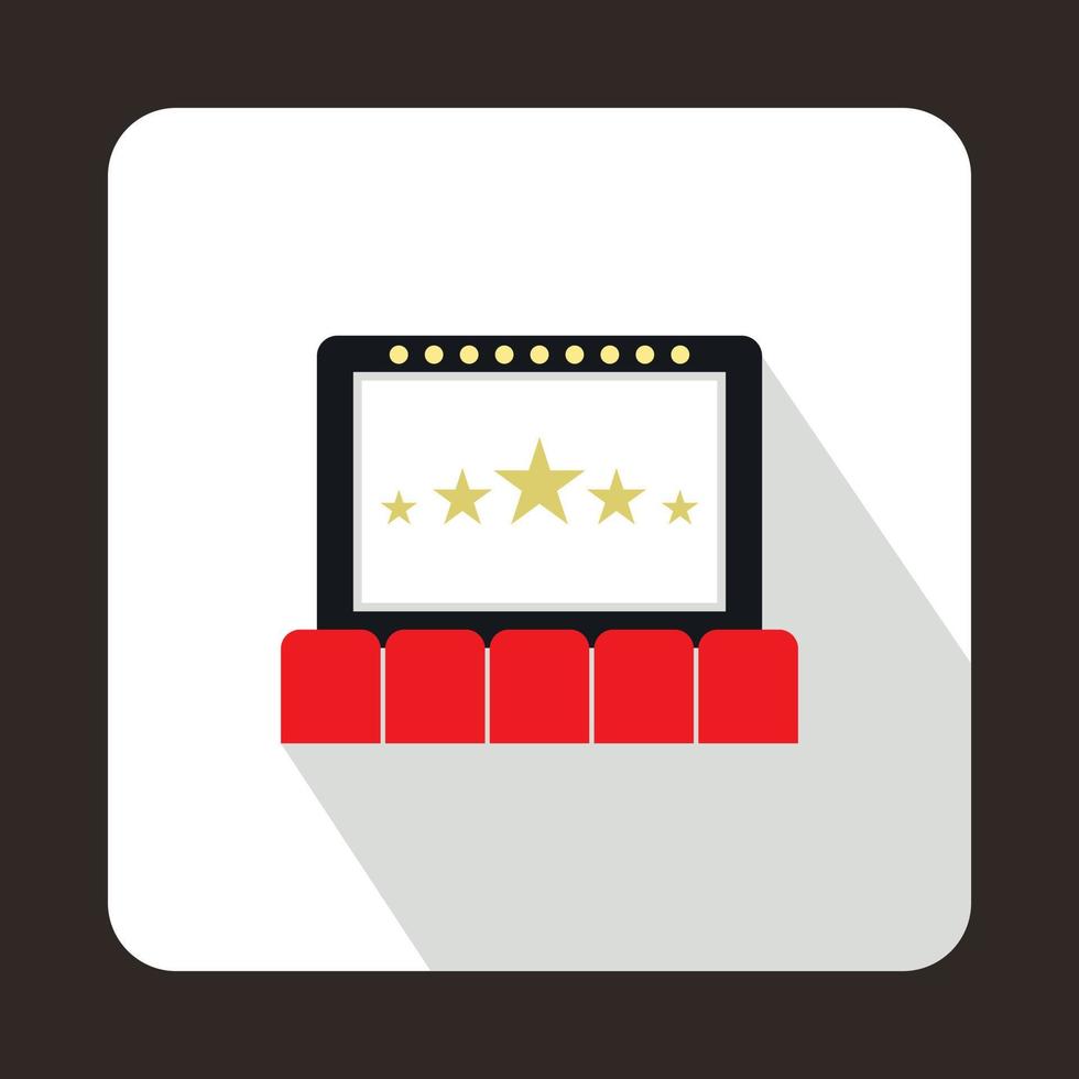 Cinema auditorium with screen and seats icon vector